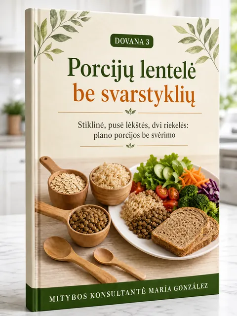 Knygos „Porcijų lentelė be svarstyklių“ viršelis