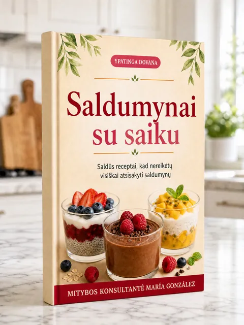 Receptų knygos „Saldumynai su saiku“ viršelis